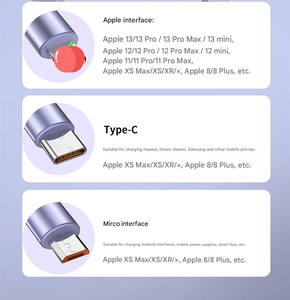 Chất lượng cao có thể thu vào Loại C Micro USB thực 1.2m 120W PD siêu nhanh sạc cáp dữ liệu 3 trong 1 cho Iphone Samsung - Product Image 6