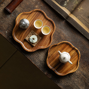 Walnut Wood <b>Tea</b> <b>Tray</b> Solid Wood Multifunctional Serving <b>Tray</b> For <b>Tea</b> And Snacks - Product Image 3