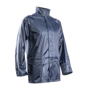 Traje Impermeable de Dos Piezas Azul Marino de Poliéster PU con Capucha Oculta - Product Image 1