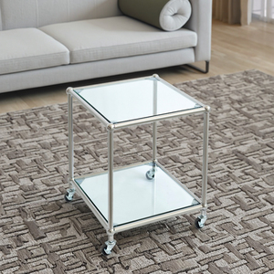 Hot Bán Hiện Đại Rõ Ràng Glass Bảng Bên Với Bạc Thép Không Gỉ Chân Vòng Acrylic Bàn Trà Cho Phòng Khách Nhỏ End Bảng - Product Image 5
