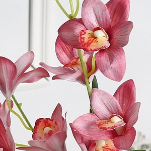 Wholesale 20 Heads Artificial <strong>Small</strong> Cymbidium Orchid 56cm Real Touch PVC Flowers for Home Garden Decoration - Product Image 4