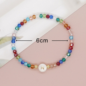 Pulsera de oro de concha Bohemia, 26 letras, cuentas de cristal coloridas, pulsera con letras iniciales del alfabeto - Product Image 4