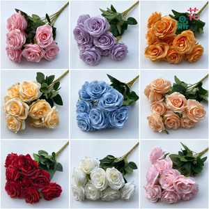 ดอกกุหลาบประดิษฐ์ 9 หัว ขนาด 45 ซม. ผ้าไหม สำหรับตกแต่งงานแต่งงาน - Product Image 4