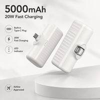 Petites batteries externes, capacité 5000 mAh, mini format de poche, prise intégrée, charge rapide PD 20W, indicateur LED, batterie externe rechargeable