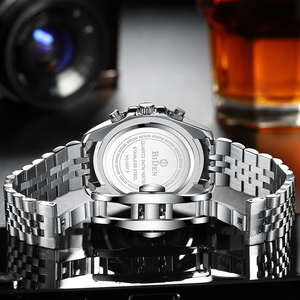 Reloj de Pulsera de Lujo para Hombre BIDEN 0037, Reloj de Cuarzo de Acero Inoxidable, Resistente al Agua, con Calendario, para Negocios - Product Image 4
