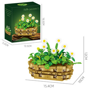 Serie de Plantas en Maceta, Mini Flores Artificiales de Margarita Blanca, Maceta Bonsái, Ramo de Flores Artísticas, Floristería, Jarrones de Plástico, Juego de Bloques de Construcción - Product Image 2