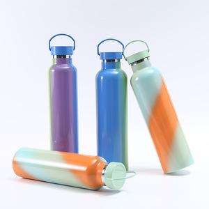 Venta al por mayor de termos de acero inoxidable de gran capacidad de 750ml y 1000ml, coloridos, con asa y tapa, para senderismo. - Product Image 6