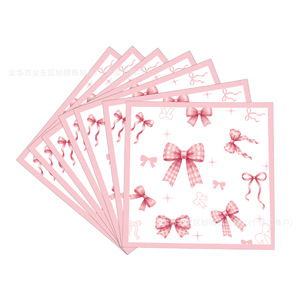 Bow-Themed Birthday Party Tableware Set Paper Cups Napkins <b>Disposable</b> <b>Plates</b> Party Supplies Kit - Product Image 4