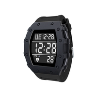 Montre numérique électronique noire avec affichage lumineux et fonction d'alarme pour étudiants