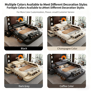 Bộ phòng ngủ hiện đại có thể tùy chỉnh, khung giường gỗ nguyên khối cỡ <span class=keywords><strong>King</strong></span>, nội thất phòng ngủ cỡ Queen, giường đôi tối giản bằng da - Product Image 2