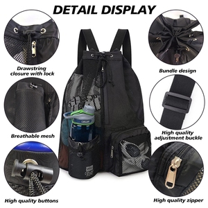 Borsa con coulisse personalizzata Sport Unisex Swim Beach Gym Kit borsa per allenamento Outdoor zaino in Nylon con fodera impermeabile da palestra borse con coulisse - Product Image 4