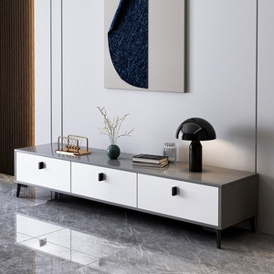 Meuble TV moderne et minimaliste blanc de 160 cm, unité de rangement pour salon avec tiroirs et pieds, pour petit appartement, chambre à coucher, balcon - Product Image 4