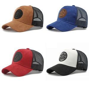 Casquette de baseball pour homme en suède, maille 5 panneaux, mousse, haute qualité, avec logo personnalisé brodé, style trucker, mode décontractée - Product Image 2