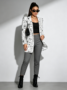 Blazer décontracté pour femme, coupe ample, col à revers, manches longues, idéal pour le bureau - Product Image 4