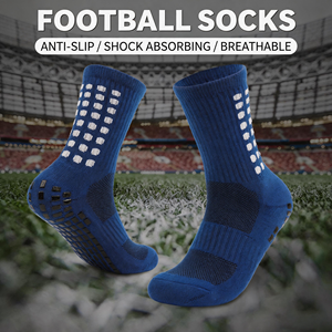 Football <b>Socks</b> Crew Length Anti-Slip Shock Absorbing Breathable Athletic <b>Socks</b> for Soccer Adults Blue Dot Pattern Knitted - Product Image 1