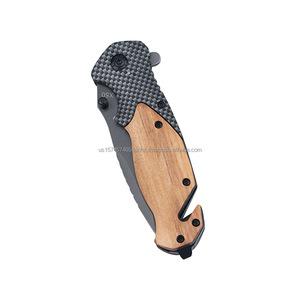 Wholesale Custom X50 Olive Wooden Handle Stainless Steel Multifunction Outdoor Survival <b>Camping</b> Pocket Knife - Product Image 4