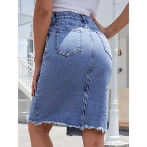 Jupe en jean OEM personnalisée, 100% coton, coupe skinny, vintage, délavée à l'acide, taille haute, pour l'été - Product Image 2