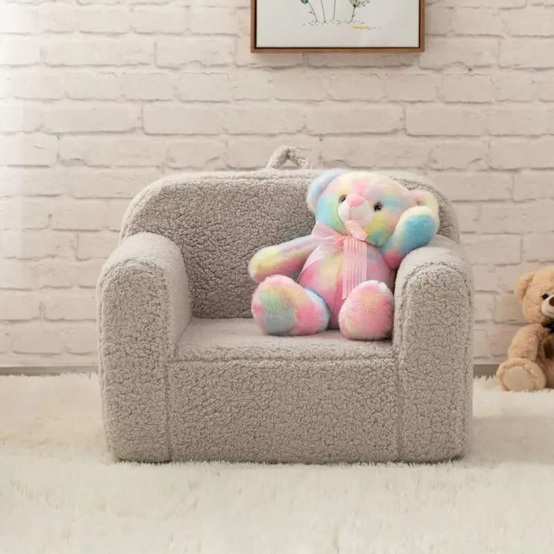 Nouveau Style salon canapé enfants chambre meubles enfants mousse canapé chaise blanc pur Sherpa tissu enfants mousse canapé