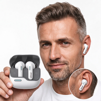 Earbud Nirkabel TWS ENC ANC Quad Mic Kontrol APP Terbaru, Tahan Air IPX5, Suara Hi-Fi, LED In-Ear, Baterai 650mAh