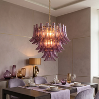 Lustre élégant de style américain moderne italien en améthyste, lustre rond violet pour restaurant, hôtel, villa, maison