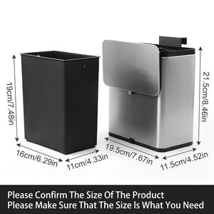 Household Stainless Steel Wall Mounted <b>Rectangle</b> Combination Plastic Inner Kitchen and Bathroom Garbage <b>Bin</b> - Product Image 5