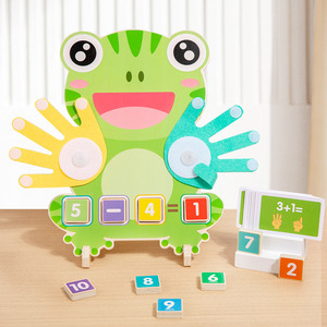 Cartoon Animal Frog Wooden Math <b>Toy</b> Baby Color Cognitive Matching Finger Number Decomposition Add Subtract Operation for Kids - Product Image 4