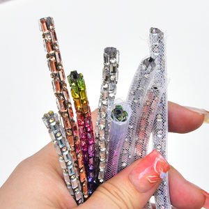 Cuerda de tubo suave de diamantes de imitación para zapatos, cuerda de 6Mm con purpurina, rectangular, denso, redondo, de cristal, superventas - Product Image 2