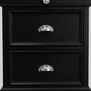 Table de chevet moderne à 3 tiroirs noire - Table de nuit en pin Radiata et MDF pour chambre à coucher - Product Image 4