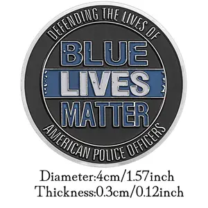 アメリカの将校の生活を守るアメリカの青い生命の問題のお土産コイン細い青い線の記念コイン