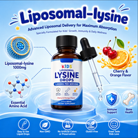 Complément Alimentaire Liquide OEM pour Enfants : Gouttes Liposomales de L-Lysine 1000mg 60ml Saveur Cerise Orange pour le Soutien Immunitaire et la Croissance Osseuse