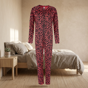 Skinny Women's ODM <b>Jumpsuit</b> Breathable Feature <b>Leopard</b> Pattern Long-Sleeved Full Length 100% Cotton Beach Ready - Product Image 3