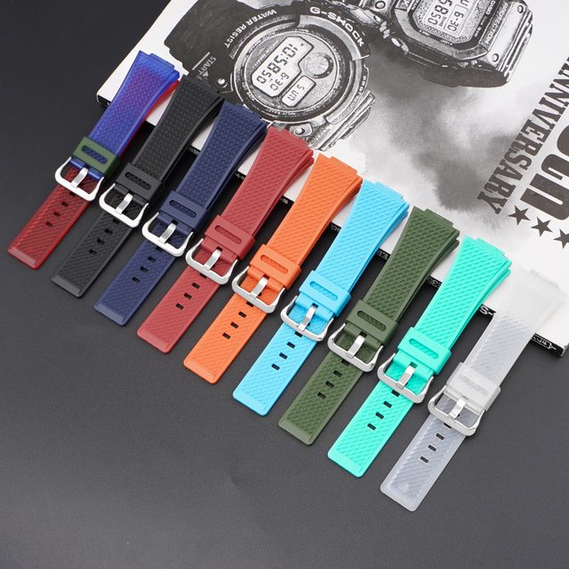 Multi-Colors Waterproof Sport Rubber Strap for Casio GA110 GA100 GA140 GLS-100 GW-8900 16mm Frosted Glossy Silicone Watch Band
