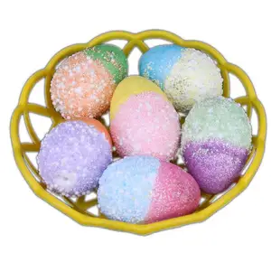 定制多色泡沫花篮鸡蛋装饰4 * 6厘米仿真复活节彩蛋