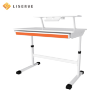Table d'étude rectangulaire à hauteur réglable Liserve - Design moderne, construction durable en métal + bois + plastique pour salon et maison