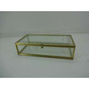 Caja Organizadora de Joyas Lista para la Venta con Acabado Dorado en Metal y Vidrio - Product Image 1