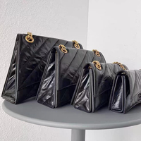 Sac de luxe pour femme en cuir véritable de créateur ; Sac à bandoulière plissé avec chaîne diamantée pour femme, sac bandoulière, vente en gros