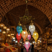 Lampe suspendue marocaine Marrakech 9 Globe, lustre en verre turc