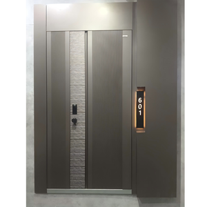 Puerta de Seguridad de Acero Postmoderna, Resistente a Huracanes, Anti-Robo, de Polímero, de Una Hoja, para Viviendas, Apartamentos, Almacenes <span class=keywords><strong>y</strong></span> Uso Exterior - Product Image 3