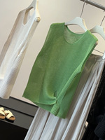 Gilet tricoté sans manches pour femme, nouveau design été 2026, ourlet irrégulier, haut élégant et amincissant