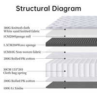 Matelas à ressorts ensachés compressés en mousse à mémoire de forme en gel orthopédique pour hôtel, taille Queen, 5 zones