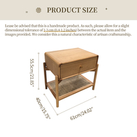 Table de Chevet en Bois de Teck Massif avec Étagère en Rotin, Meuble de Rangement de Luxe pour Chambre à Coucher de Villa aux Émirats Arabes Unis et en Arabie Saoudite, Anti-Fissuration