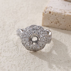 ทองคำขาว18K 1กะรัตเพชรสีขาวธรรมชาติดีไซน์เรียบง่ายกึ่งยึดสวยงามสำหรับผู้หญิง - Product Image 4