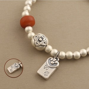 Bracelet Persimmon porte-bonheur en ambre naturel, argent sterling 999, style chinois, cadeau porte-bonheur, bijoux unisexes - Product Image 5