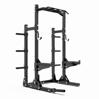 CH-F5062 Jaula de Sentadillas de Alta Resistencia con Barra de Dominadas, Barras de Seguridad y Soportes para Discos para Entrenamiento de Fuerza