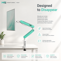 Bras de moniteur à ressort pour bureau à domicile, support de bureau ergonomique à bras unique, réglable en hauteur pour moniteur de 17 à 32 pouces, blanc