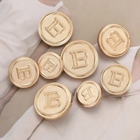 Bouton rond en alliage de zinc avec lettre B gravée pour blazer, tricot, pull, simple, polyvalent, décoratif