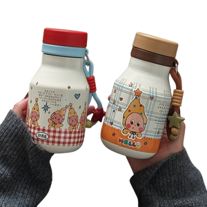 Borraccia Termica Kawaii a Forma di Stella da 480ml, Bicchiere con Stampa 'HELLO' <span class=keywords><strong>e</strong></span> 'STAR' con Cinturino da Trasporto - Product Image 2