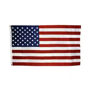 Huiyi Custom 210D Double Sided Oxford Advertising Country Embroidered US Flags 3x5ft Printing Outdoor 3m American National Flag