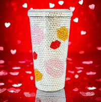 Tasses à café isothermes personnalisées en acier inoxydable avec strass, 17 oz, grande capacité, réutilisables