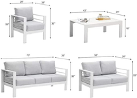 Ensemble de meubles de jardin en aluminium moderne villa hôtel meubles de patio ensembles de canapés avec table de foyer